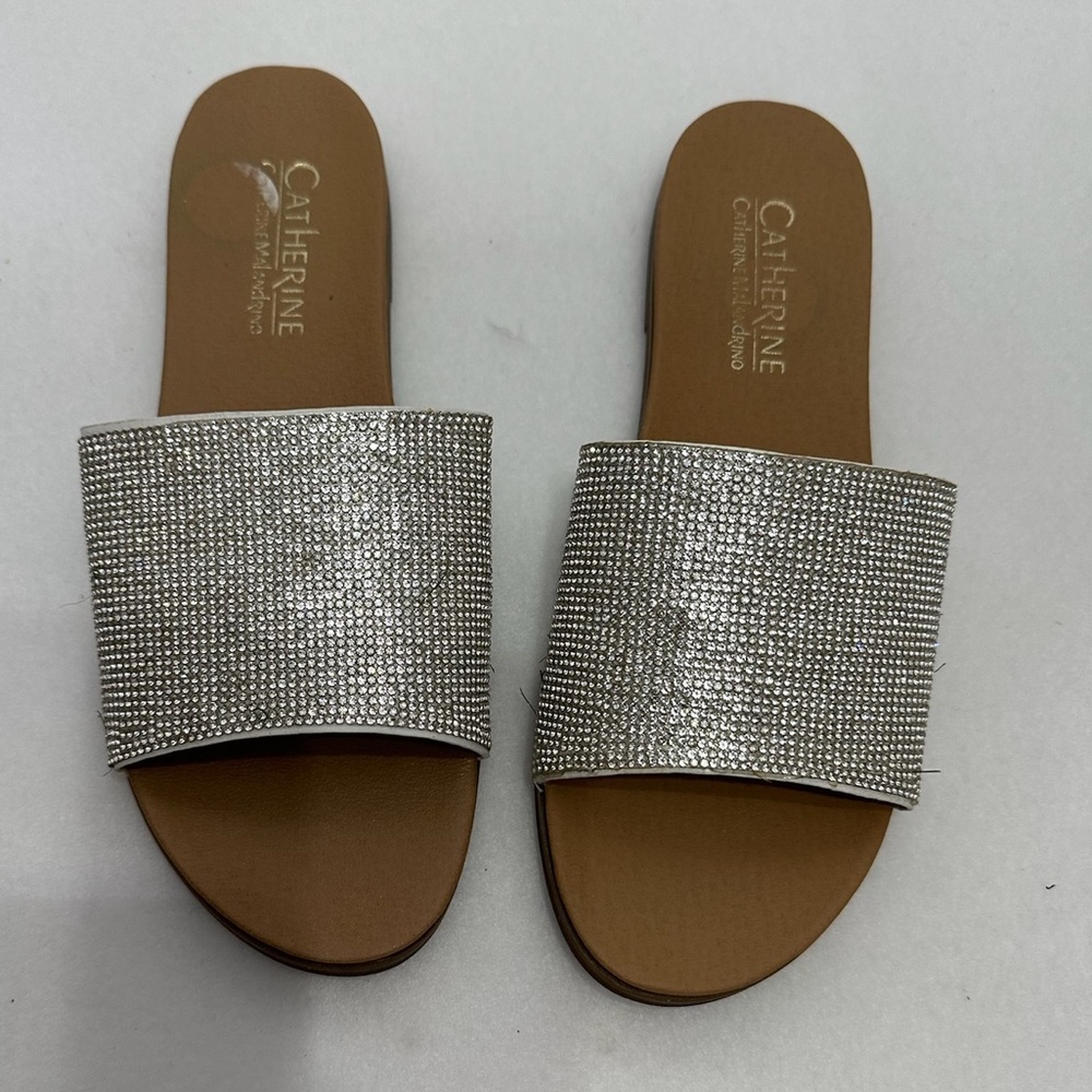 Catherine Malandrino Sparkly Bling Faux Crystal Slides Sandals Size 8 - Picture 5 of 6